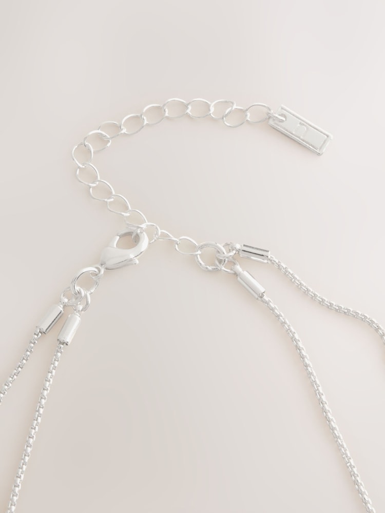 Silver Tone 2 Layer Teardrop Necklace - Image 5 of 5