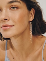 Gold Tone Chain Drop Fish Hook Earrings - Image 1 of 6