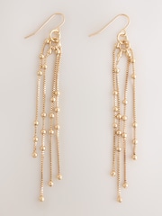 Gold Tone Chain Drop Fish Hook Earrings - Image 4 of 6