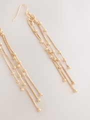 Gold Tone Chain Drop Fish Hook Earrings - Image 5 of 6