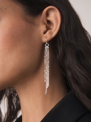 Silver Tone Chain Drop Fish Hook Earrings - Image 1 of 5
