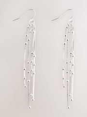 Silver Tone Chain Drop Fish Hook Earrings - Image 3 of 5