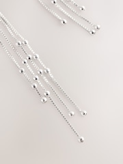 Silver Tone Chain Drop Fish Hook Earrings - Image 4 of 5