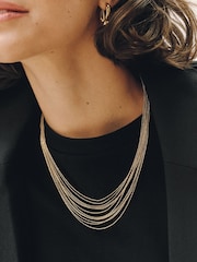 Gold Tone Layered Beaded Necklace - Image 1 of 5