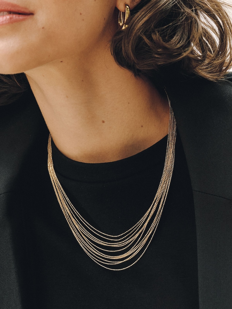 Gold Tone Layered Beaded Necklace - Image 1 of 5