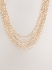 Gold Tone Layered Beaded Necklace - Image 4 of 5