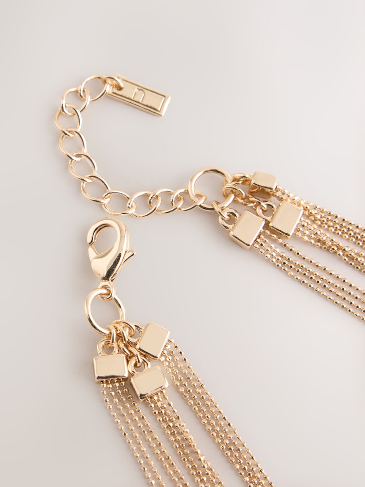 Gold Tone Layered Beaded Necklace - Image 5 of 5