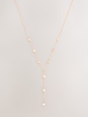 Gold Tone Pearl Effect Y Necklace - Image 3 of 5