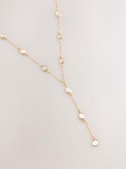 Gold Tone Pearl Effect Y Necklace - Image 4 of 5