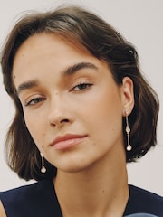 Gold Tone Pearl Effect Drop Earrings - Image 1 of 5