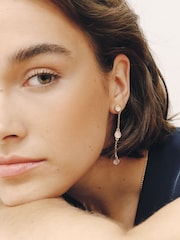 Gold Tone Pearl Effect Drop Earrings - Image 2 of 5