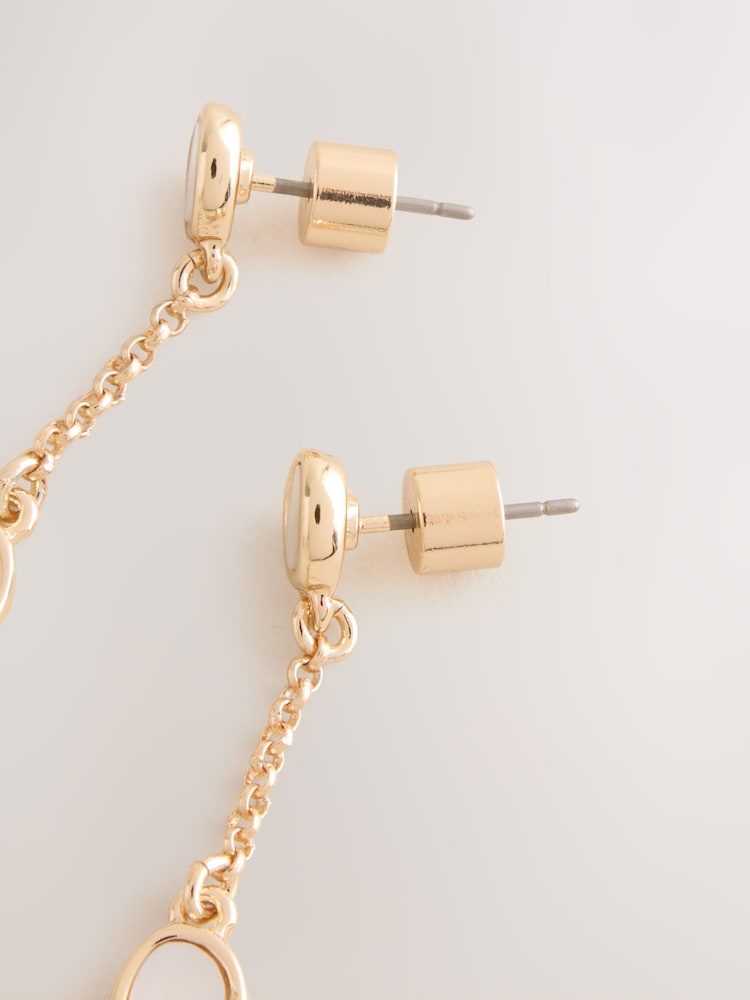 Gold Tone Pearl Effect Drop Earrings - Image 5 of 5