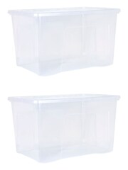 Wham Clear Set 2 Crystal 102L Box with Clip on Lid - Image 2 of 3