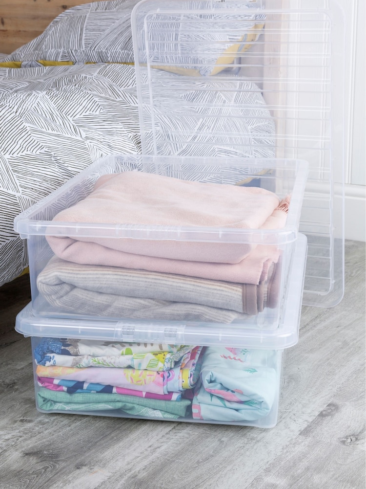 Wham Clear Set of 2 Crystal 46L Box With Clip On Lid - Image 1 of 4 Wham Clear Set of 2 Crystal 46L Box With Clip On Lid - Image 1 of 4