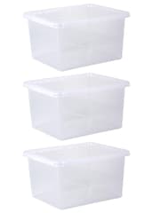 Wham Clear Set of 3 Crystal 37L Box with Clip on Lid - Image 1 of 4