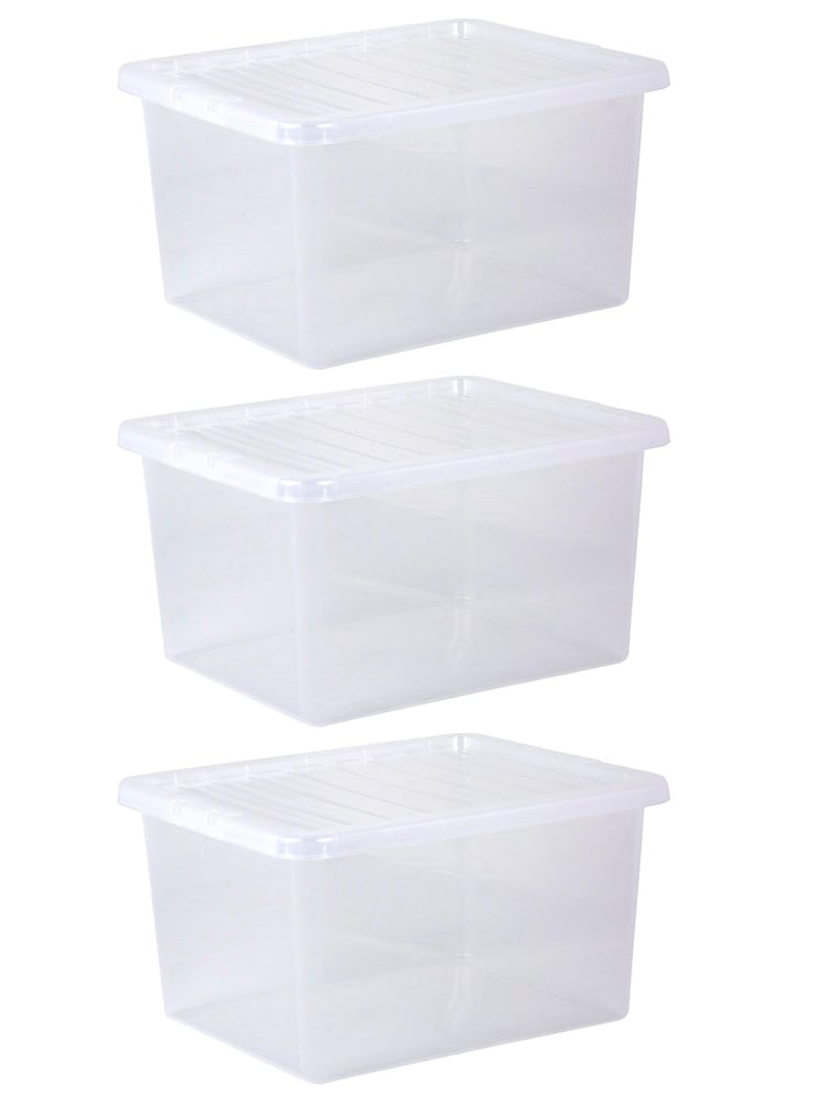 Wham Clear Set of 3 Crystal 37L Box with Clip on Lid - Image 1 of 4