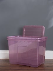 Wham Pink Set 2 Crystal 80L Box With Clip On Lid - Image 1 of 4