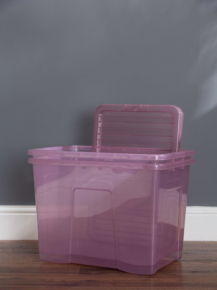 Wham Pink Set 2 Crystal 80L Box With Clip On Lid - Image 1 of 4