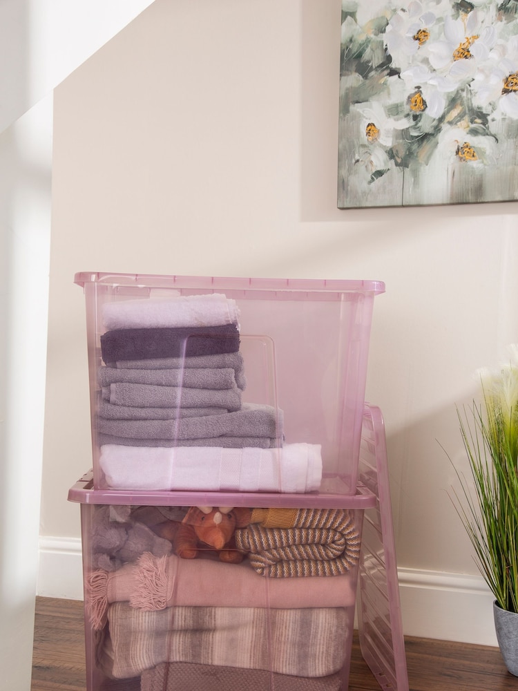 Wham Pink Set 2 Crystal 80L Box With Clip On Lid - Image 2 of 4