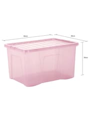 Wham Pink Set 3 Crystal 60L Box With Clip On Lid - Image 4 of 4