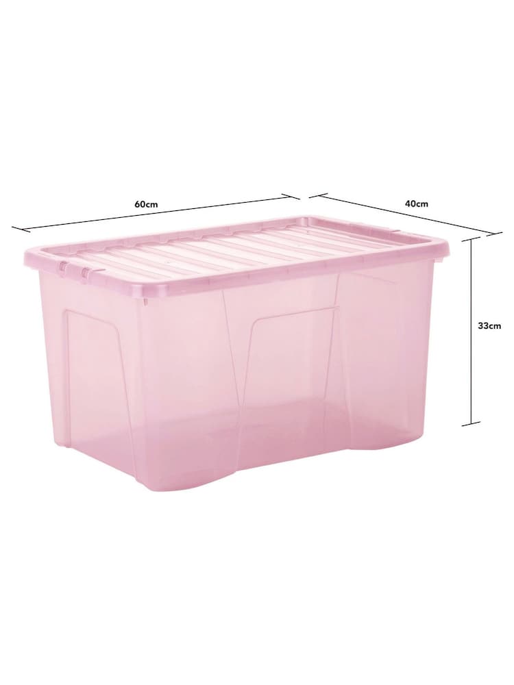 Wham Pink Set 3 Crystal 60L Box With Clip On Lid - Image 4 of 4