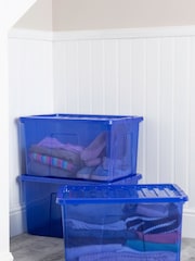 Wham Blue Set 3 Crystal 60L Box With Clip On Lid - Image 1 of 4