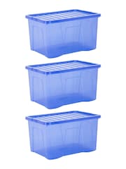 Wham Blue Set 3 Crystal 60L Box With Clip On Lid - Image 3 of 4