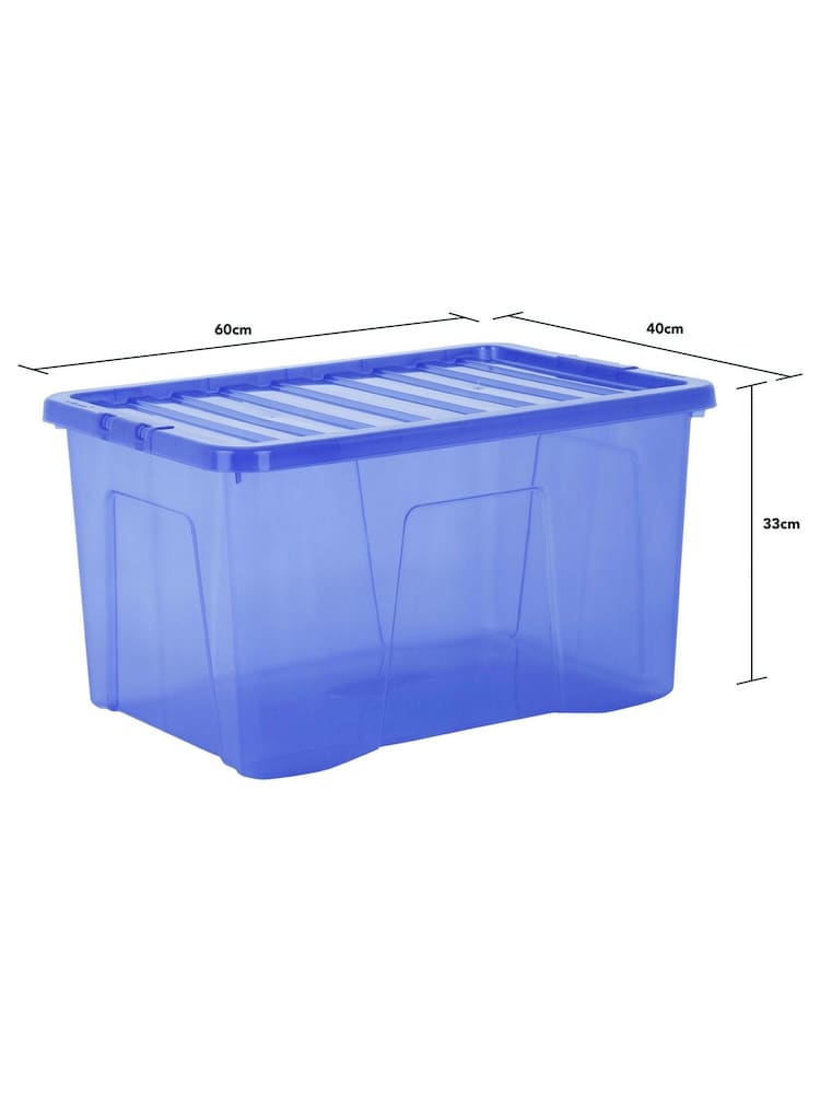 Wham Blue Set 3 Crystal 60L Box With Clip On Lid - Image 4 of 4
