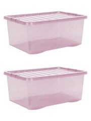 Wham Pink Set 2 Crystal 45L Box With Clip On Lid - Image 2 of 3