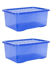 Wham Blue Set 2 Crystal 45L Box With Clip On Lid - Image 1 of 3