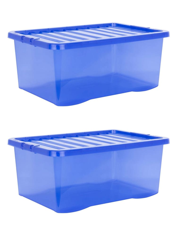 Wham Blue Set 2 Crystal 45L Box With Clip On Lid - Image 1 of 3