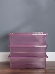 Wham Pink Set 3 Crystal 32L Box With Clip On Lid - Image 1 of 4