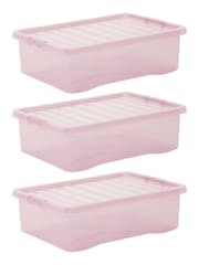Wham Pink Set 3 Crystal 32L Box With Clip On Lid - Image 3 of 4