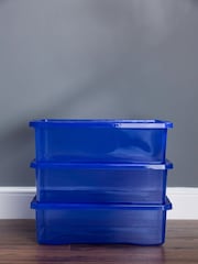 Wham Blue Set of 3 Crystal 32L Box With Clip On Lid - Image 1 of 4
