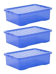 Wham Blue Set of 3 Crystal 32L Box With Clip On Lid - Image 3 of 4