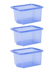 Wham Blue Set 3 Crystal 28L Box With Clip On Lid - Image 2 of 3