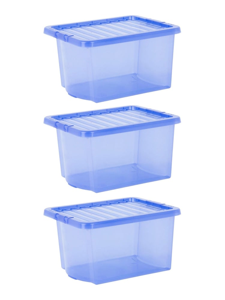Wham Blue Set 3 Crystal 28L Box With Clip On Lid - Image 2 of 3