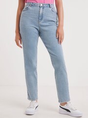 Simply Be Blue Lara Slim Mom Jeans - Image 1 of 4