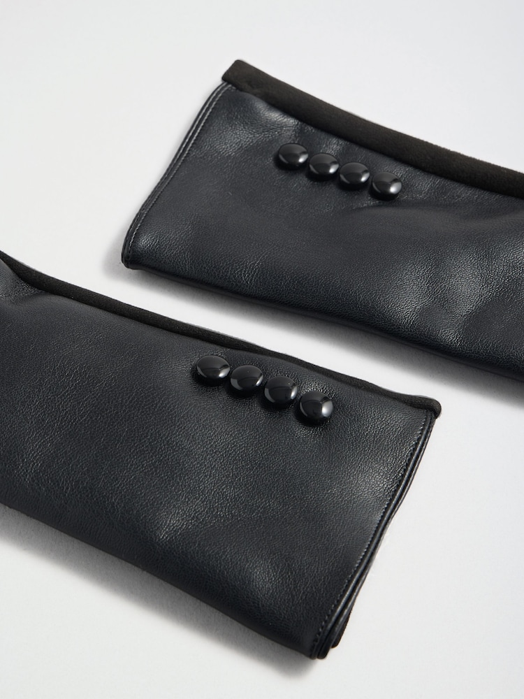 Friends Like These Black Leather Look Gloves - Image 5 of 5 Friends Like These Black Leather Look Gloves - Image 5 of 5