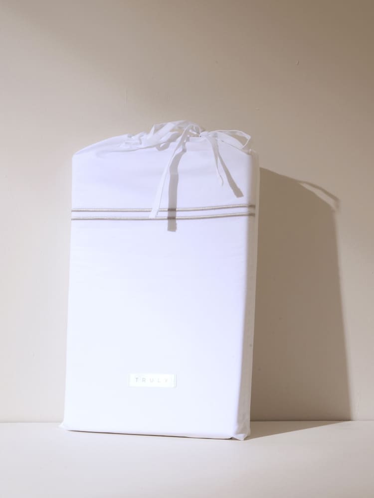 Truly White Satin Stitch Duvet Cover - Image 3 of 3 Truly White Satin Stitch Duvet Cover - Image 3 of 3