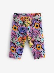 Pink/ Black Lime Green Bright Tropical Cropped Leggings 4 Pack (3-16yrs) - Image 2 of 7