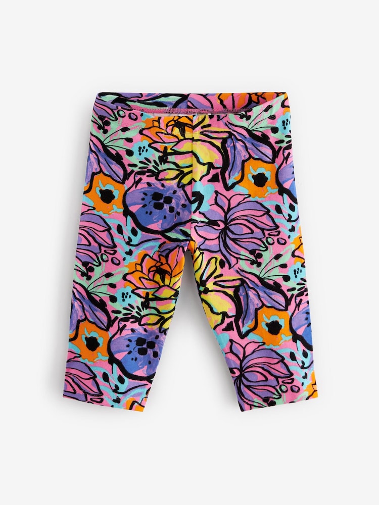 Pink/ Black Lime Green Bright Tropical Cropped Leggings 4 Pack (3-16yrs) - Image 2 of 7