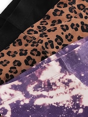Animal Print/Black/Purple Tie Dye Print 3 Pack 3 Pack Cycle Shorts (3-16yrs) - Image 3 of 3