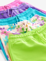 Purple/Pink/Blue/Lime/Floral Brights 5 Pack 100% Cotton Shorts (3-16yrs) - Image 8 of 8