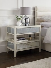 Stone Cora Mirror 2 Drawer Wide Bedside Table - Image 1 of 9