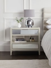 Stone Cora Mirror 2 Drawer Wide Bedside Table - Image 2 of 9