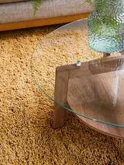 Dark Marlow Glass Oak Effect Round Coffee Table - Image 5 of 10