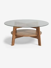 Dark Marlow Glass Oak Effect Round Coffee Table - Image 8 of 10