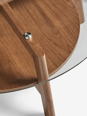Dark Marlow Glass Oak Effect Round Coffee Table - Image 9 of 10