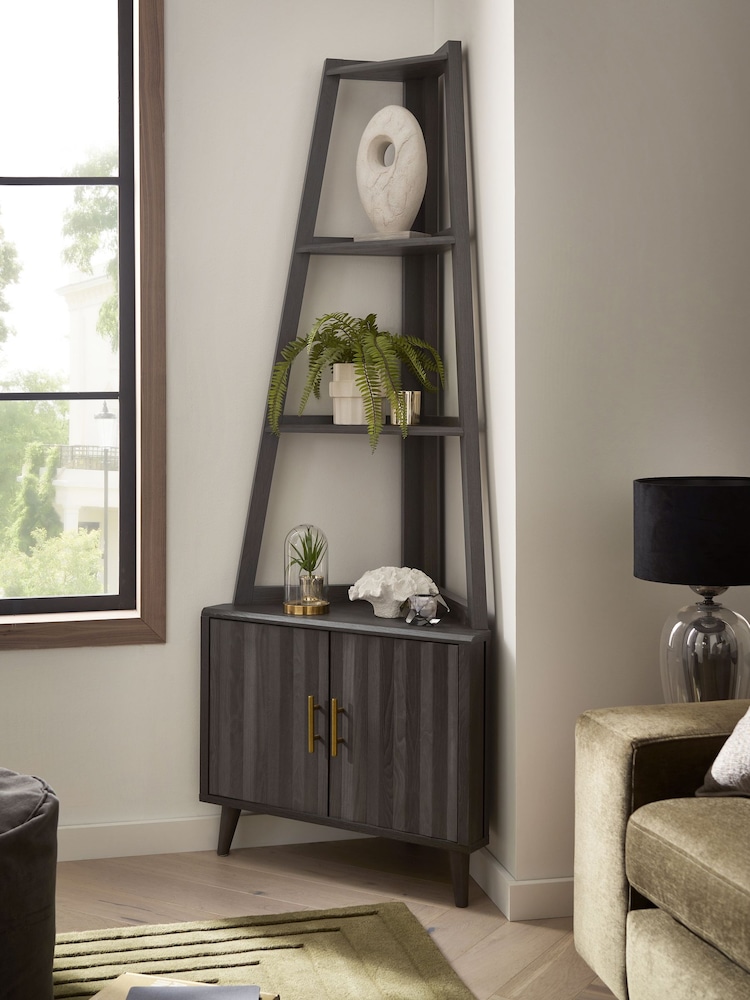 Dark Grey Ezra Oak Effect Corner Shelf - Image 1 of 9